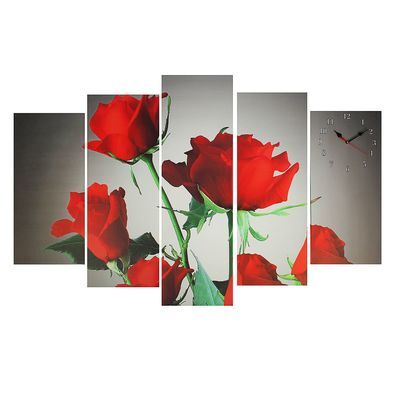 Часы настенные модульные «Красные розы», 80 ? 140 см