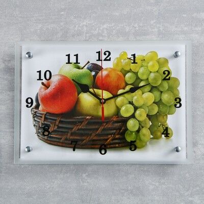 Часы настенные, серия: Кухня, &quot;Корзина с фруктами&quot;, 25х35 см, микс