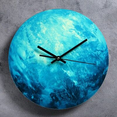 Часы настенные, серия: Интерьер, Нептун, синие, светятся в темноте, d=30 см