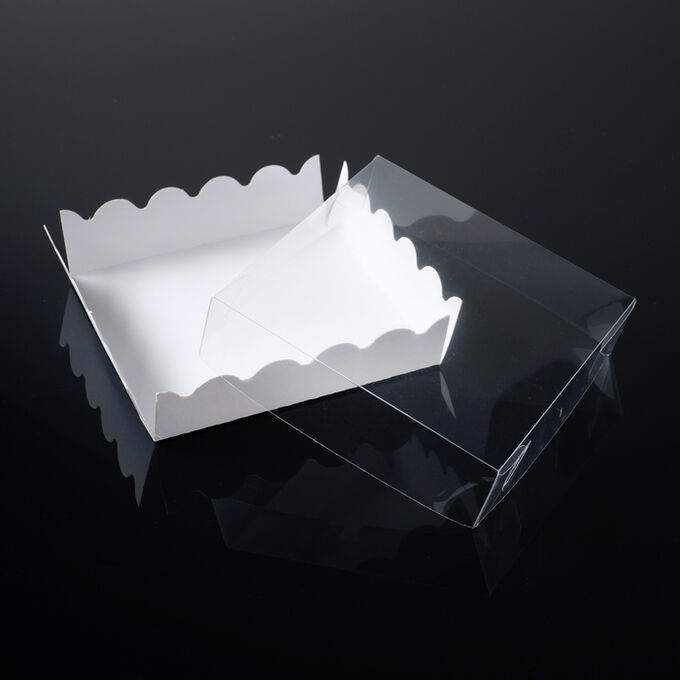 Коробочка для печенья с PVC крышкой, белая, 12 х 12 х 3 см