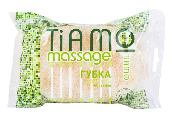 Губка д/тела TIAMO Massage ОВАЛ поролон+массаж