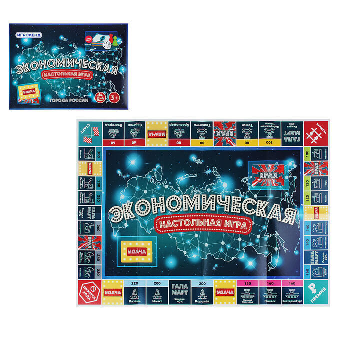 ИГРОЛЕНД Игра-ходилка &quot;Экономическая игра&quot;, картон, пластик, 26х17х4см