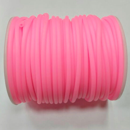Шнур резиновый полый, 3мм, неоново-розовый, 1 метр