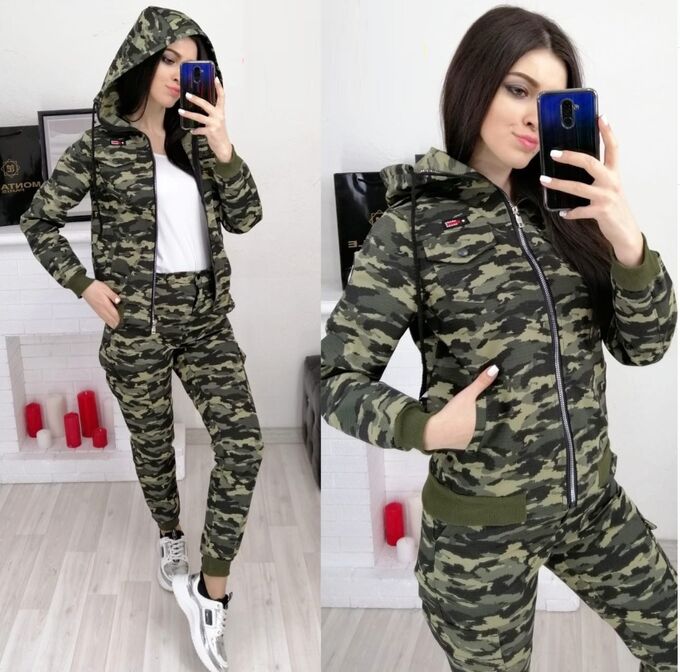 Женский камуфляжный костюм зимний