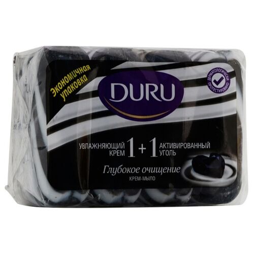 Мыло-крем DURU 4*90г 1+1 Актив.уголь