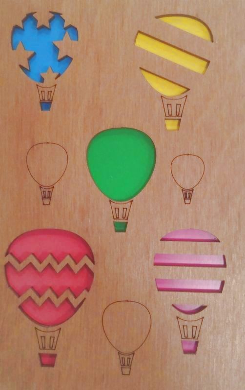 ОТК0033 Стильная деревянная открытка &quot;Воздушные шары&quot; _стр., 140х90х3мм, Блистерная упаковка