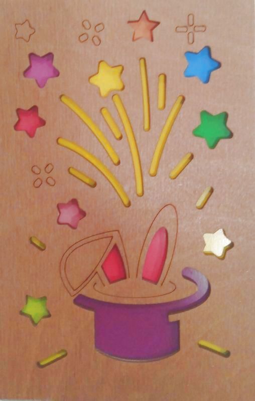 ОТК0034 Стильная деревянная открытка &quot;Кролик в шляпе&quot;
