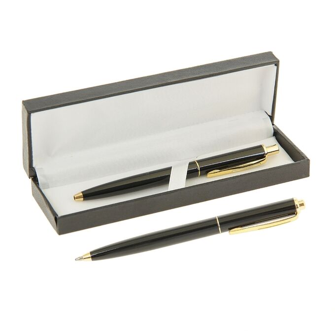 Ручка подарочная, шариковая, автоматическая &quot;Джокер&quot;, в кожзам футляре, чёрный с золотом