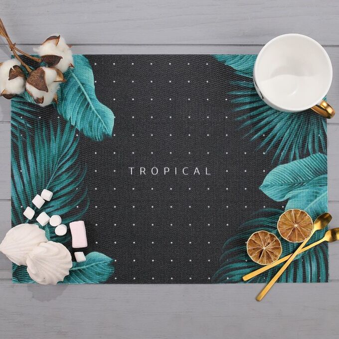 Доляна Салфетка на стол &quot;Tropical&quot;, ПВХ, 40х29 см