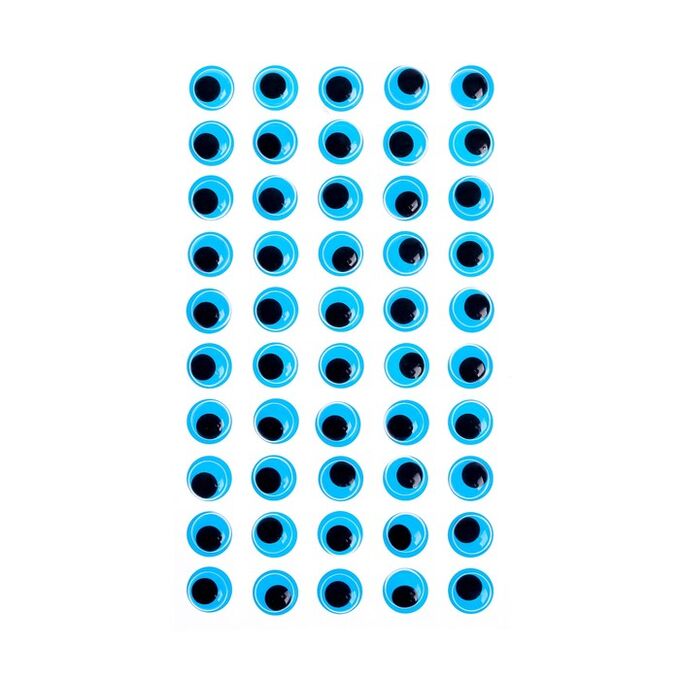 Глазки на клеевой основе, набор 60 шт, размер 1 шт: 1,2 см , цвет голубой