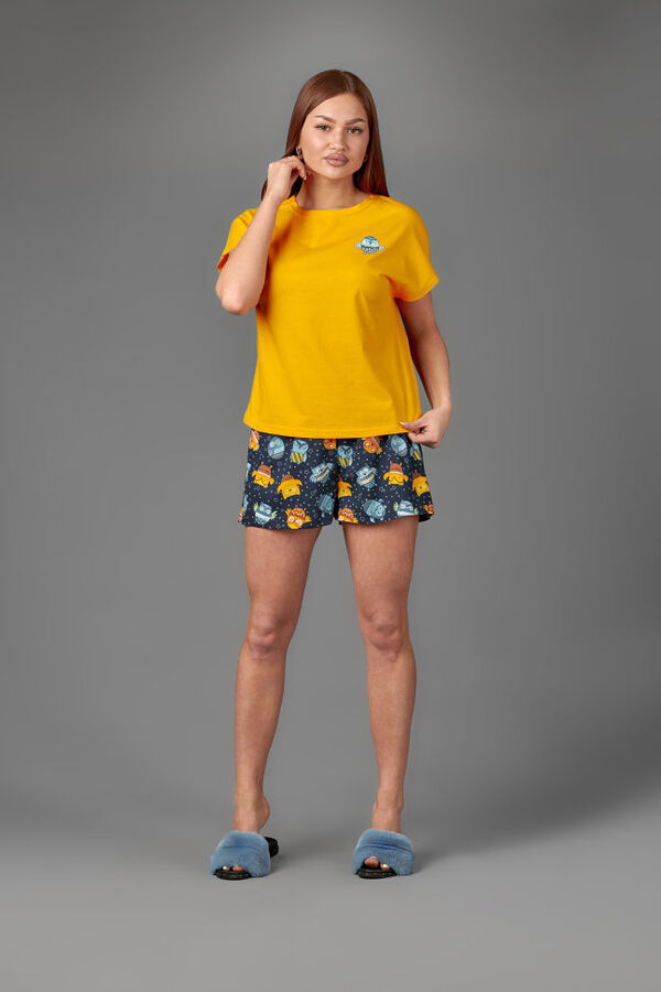 Женская пижама ЖП 022 (желтый+принт совята)
