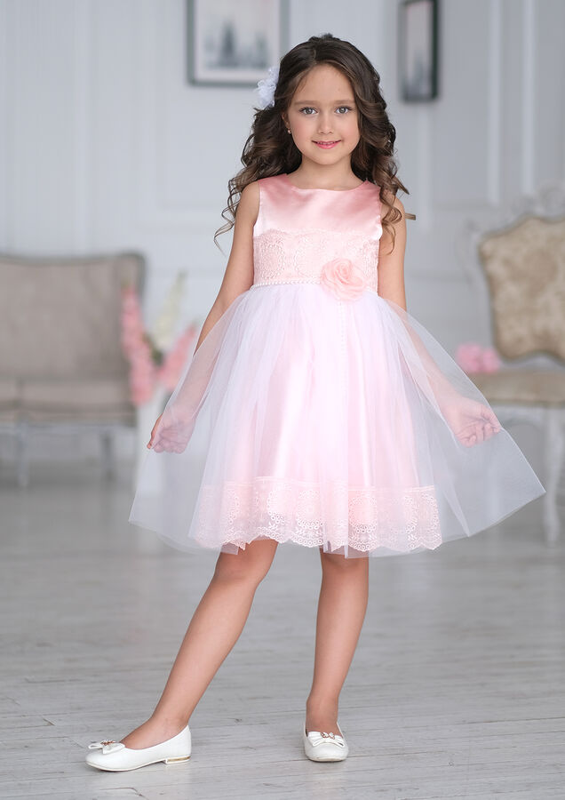ALOLIKA Восхитительное нарядное платье для маленьких принцесс, цвет персиковый