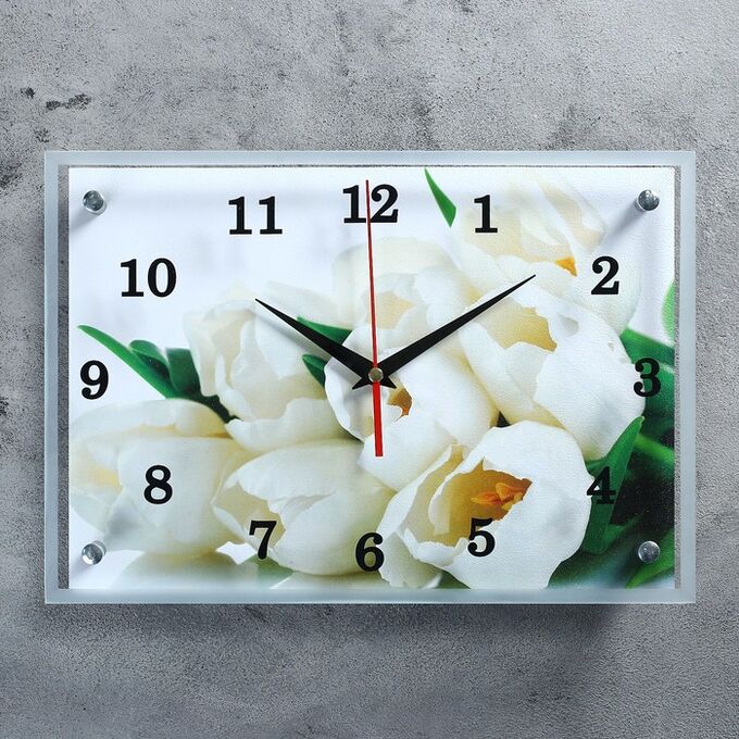 Часы настенные, серия: Цветы, &quot;Тюльпаны&quot;, 25х35 см