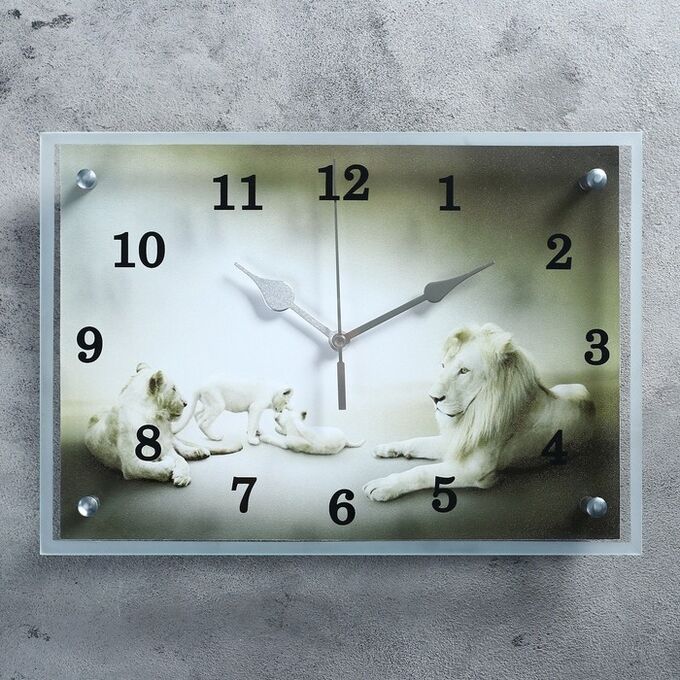 Часы настенные, серия: Животный мир, &quot;Белые львы&quot; 25х35 см