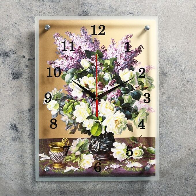 Часы настенные, серия: Цветы, &quot;Букет сирени&quot;, 30х40 см