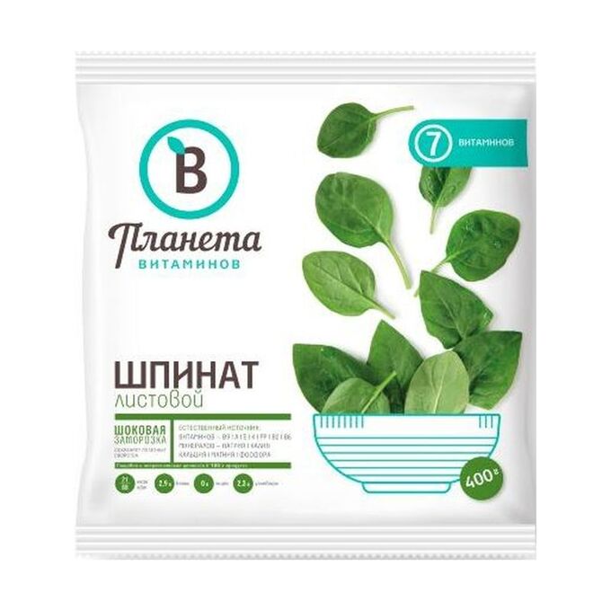 Шпинат листовой, Планета Витаминов, 400г