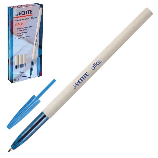 Brauberg 1мм. 8. 8. Ручка шариковая синяя "devente. Корпус /12/1.