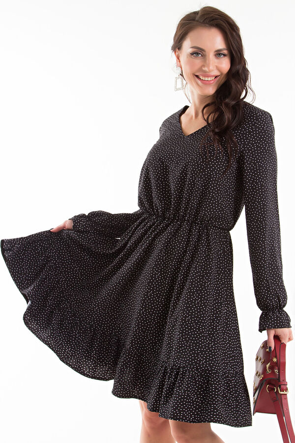 LadyTAIGA Платье Тайра (черное в белый горох) П1317-12