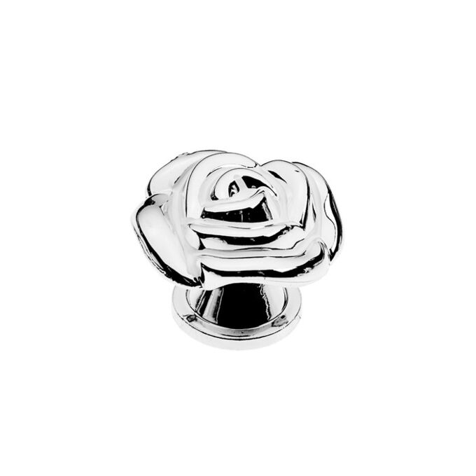 Ручка кнопака Rose 01, белая с серебряным
