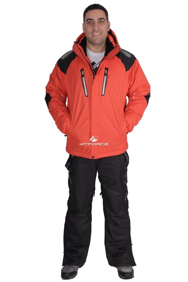 Мужской зимний костюм горнолыжный оранжевого цвета 01557O