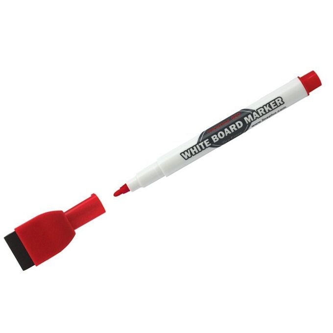 Маркер для белых досок Line Plus &quot;MiniMax-820&quot; красный, пулевидный, 2мм, с магнитом и губкой