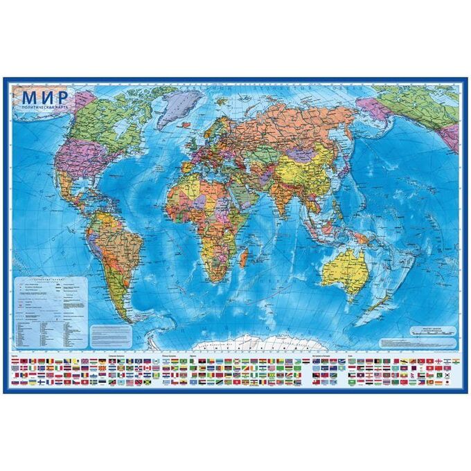 Карта &quot;Мир&quot; политическая Globen, 1:32млн., 1010*700мм, интерактивная, европодвес