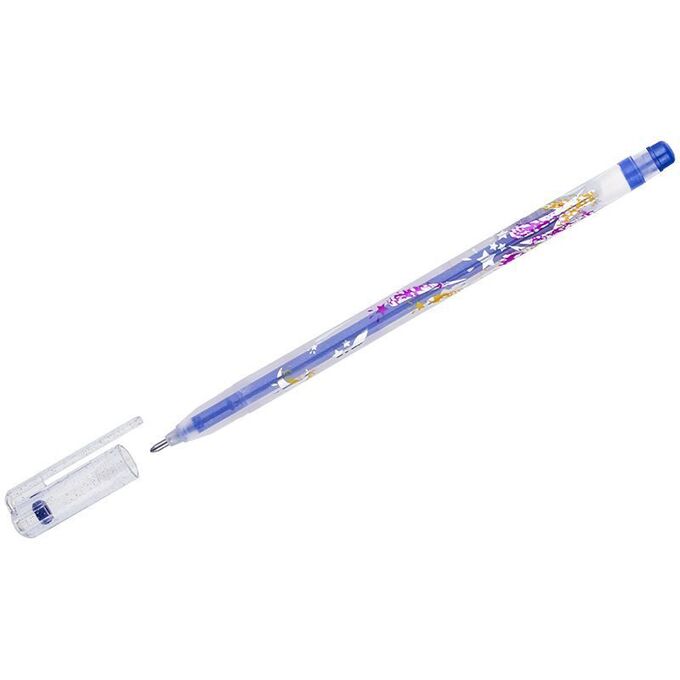 Ручка гелевая Crown &quot;Glitter Metal Jell&quot; синяя с блестками, 1,0мм