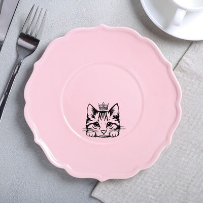 Тарелка классический стиль &quot;Кошка&quot;, розовая, 20 см