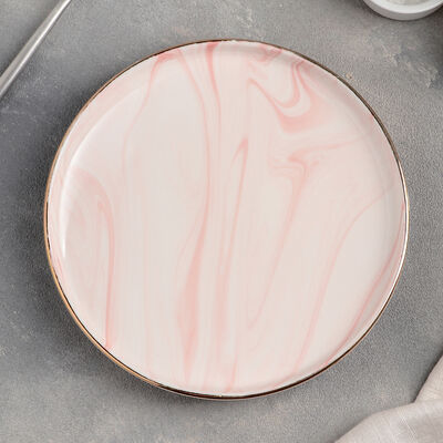 Тарелка десертная &quot;Мрамор&quot; 20х2,5 см, цвет розовый