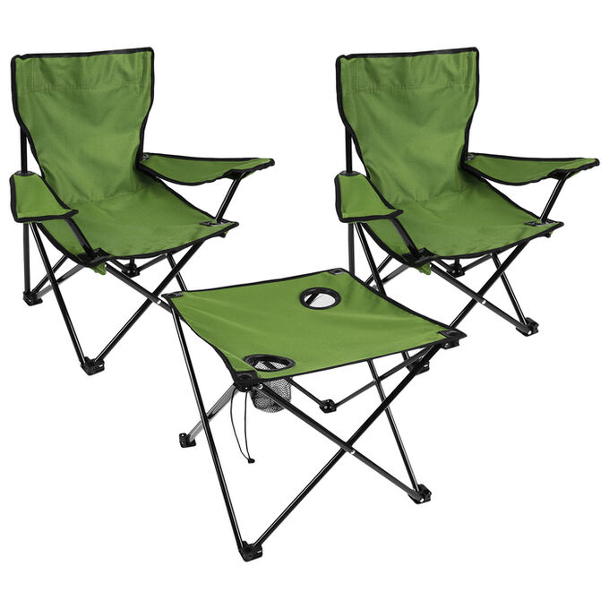 Набор мебели туристический «Два туриста»: стол 46 х 46 х 37 см, 2 кресла 80 х 80 х 48 см, цвет зелёный