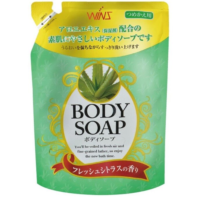 Nihon Крем-мыло для тела &quot;Wins Body Soap aloe&quot; с экстрактом алоэ и богатым ароматом (мягкая упаковка) 400 мл 20