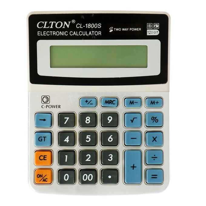 Калькулятор настольный &quot;Clton&quot; 12 - разрядный, CL - 1800S, двойное питание, МИКС