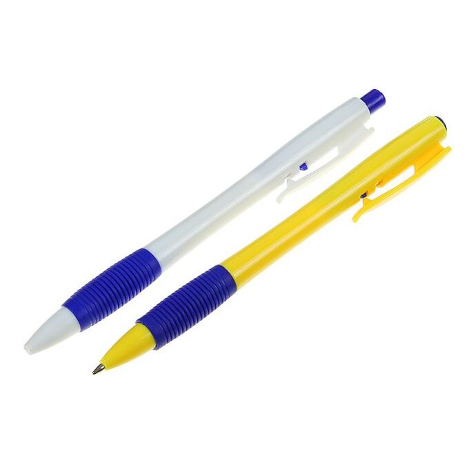 Ручка шариковая, автоматическая, 0.7 мм, стержень синий, корпус с резиновым держателем, МИКС