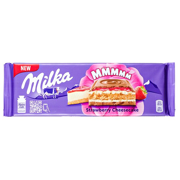 Milka Strawberry Cheesecake шоколад молочный 300г