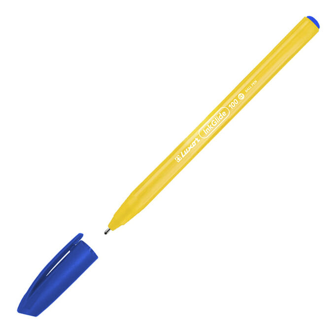 Ручка шариковая Luxor InkGlide 100 Icy синяя, 0,7мм, трехгран, оранж. корпус 16601/50 Bx