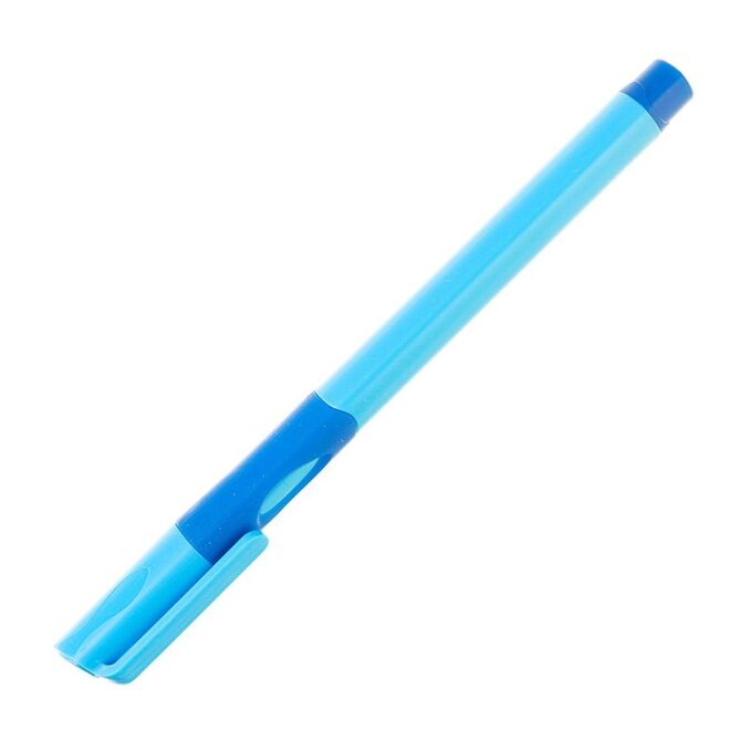 Ручка шариковая 0.7 мм, стержень синий, корпус синий с резиновым держателем, для правшей