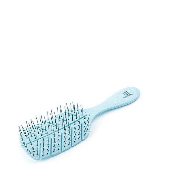 Щетка массажная для волос TNL Bio прямоугольная, 65х230 мм, голубая