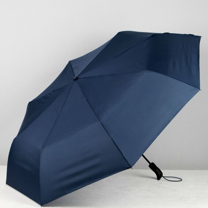Зонт автоматический «Однотонный», 3 сложения, 8 спиц, R = 60, цвет синий, M-1819