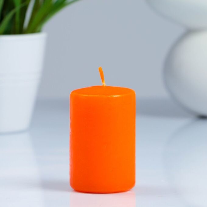Свеча- цилиндр, парафиновая, оранжевая, 4?6 см
