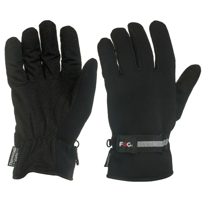 Темные эксклюзивные перчатки с фиксатором на запястье - тепло и защита без потери тактильных ощущений №1007