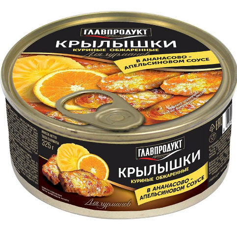 Главпродукт Крылышки куриные обжар.в  Апельсиново-ананасовом соусе 325гр.