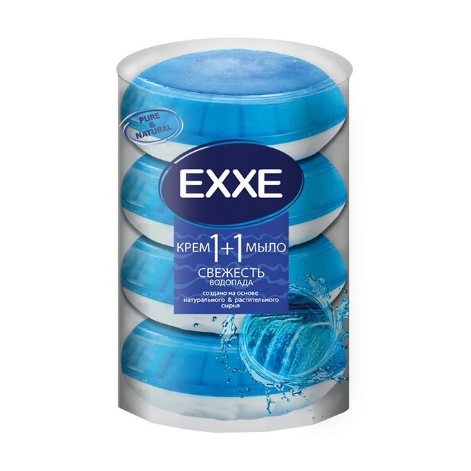 Крем+мыло Exxe Fresh &quot;Свежесть водопада&quot; синее, в стакане, 4 шт*110 г