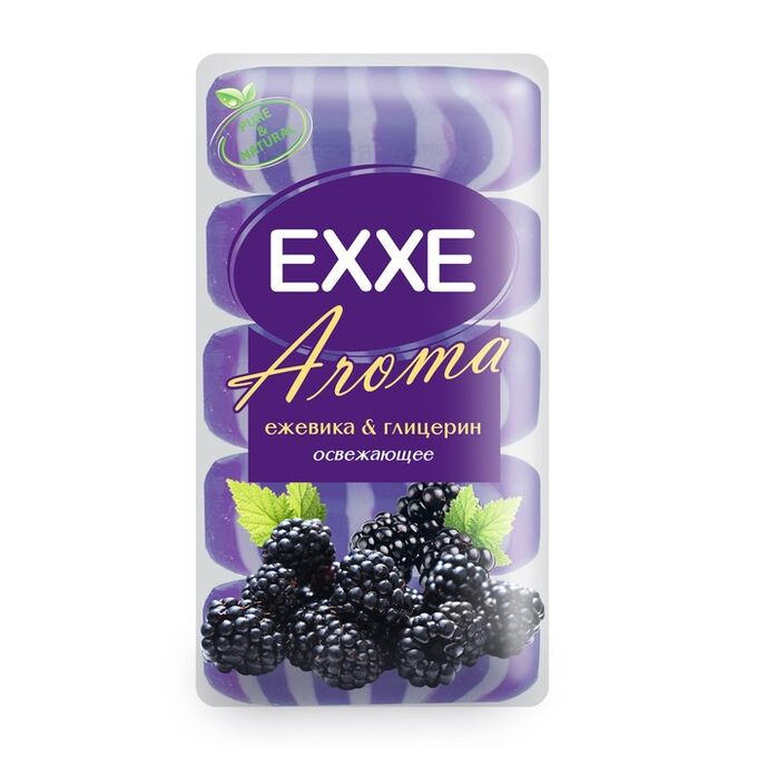 Крем+мыло Exxe Aroma глицериновое &quot;Ежевика &amp; глицерин&quot;, фиолетовое полосатое, 5 шт*70 г