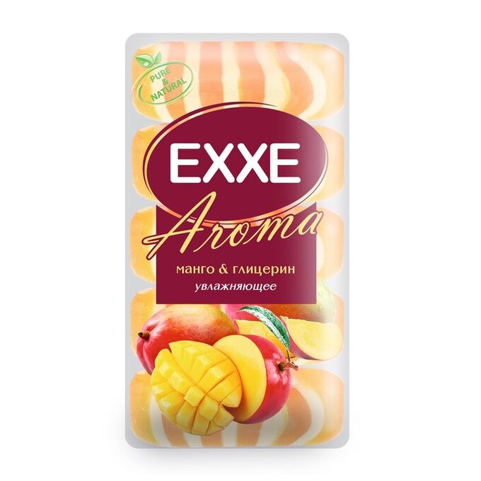 Крем+мыло Exxe Aroma глицериновое &quot;Манго &amp; глицерин&quot; оранжевое полосатое, 5 шт*70 г