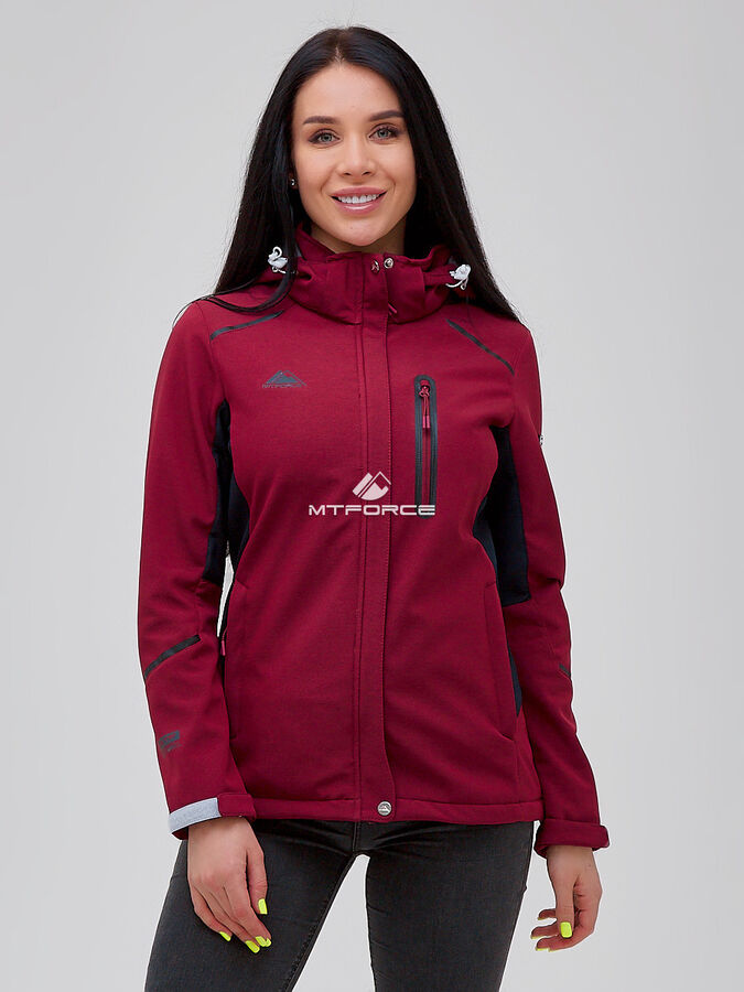 Женская осенняя весенняя ветровка softshell бордового цвета
