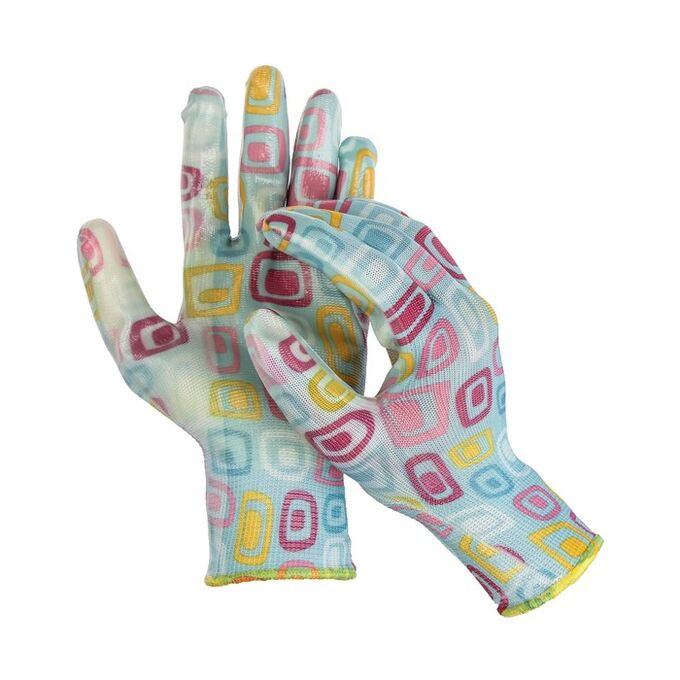 Перчатки нейлоновые, с нитриловым полуобливом, размер 9, цвет МИКС