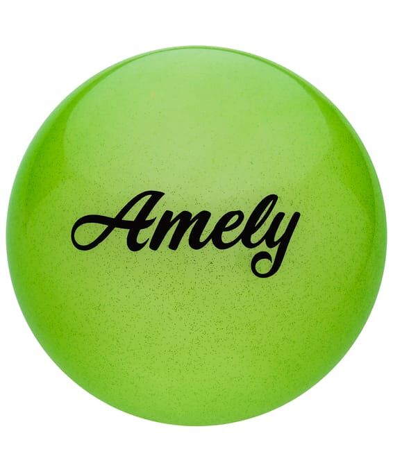 Мяч для художественной гимнастики AGB-102 19 см, зеленый, с блестками
