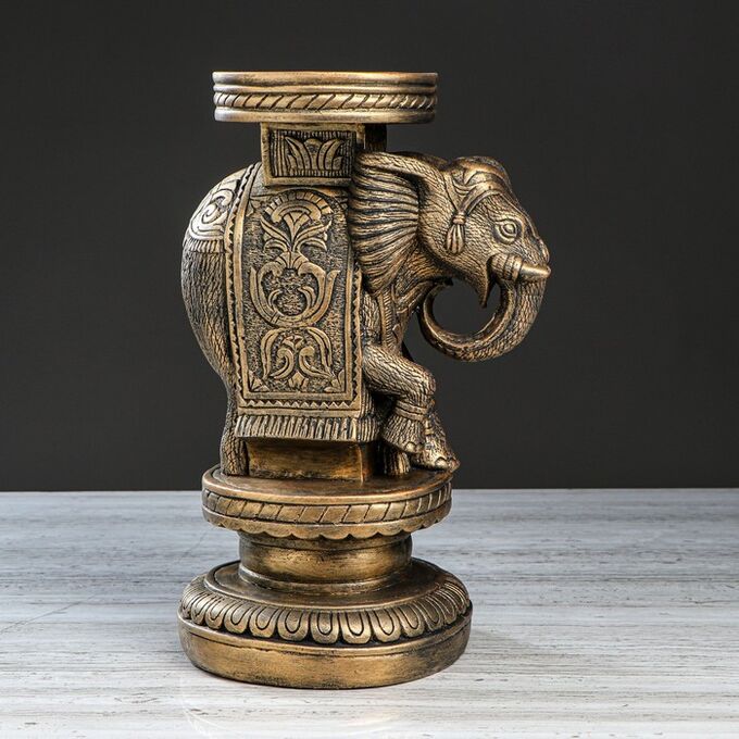 Статуэтка-подставка декоративная &quot;Слон индийский&quot;, бронзовая, 34 см