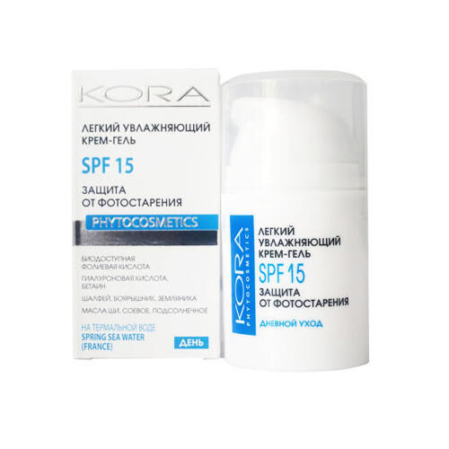 Kora Легкий увлажняющий крем-гель SPF15, 50 мл (Кора, Увлажнение кожи)