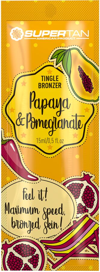 PAPAYA &amp; POMEGRANATE - Горячий бронзатор с тингл-эффектом, экстрактом алоэ и маслами манго и жожоба